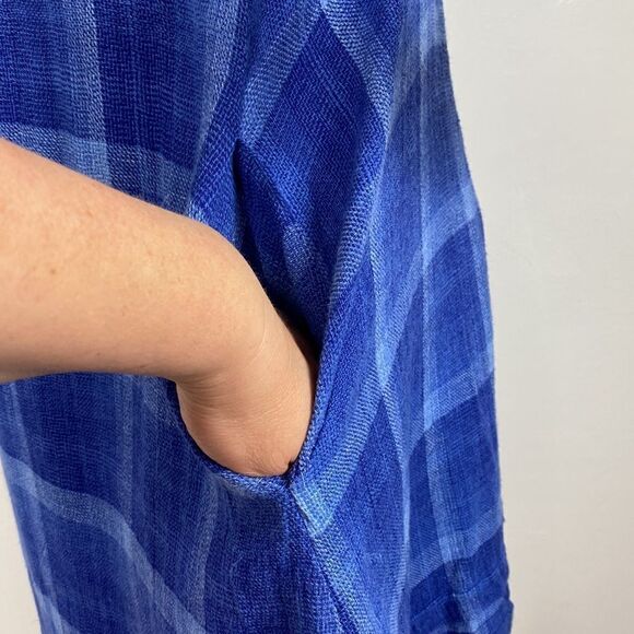 Isabella Sinclair Anthropology Sleeveless Blue Check Print Shirt Dress Size XSP - Picture 4 of 10